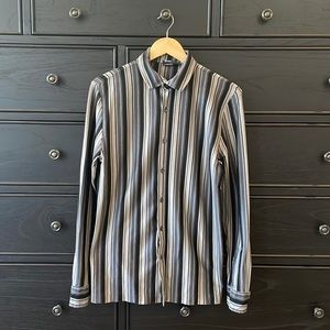 Hugo Boss Black and Gray Striped Men's Shirt